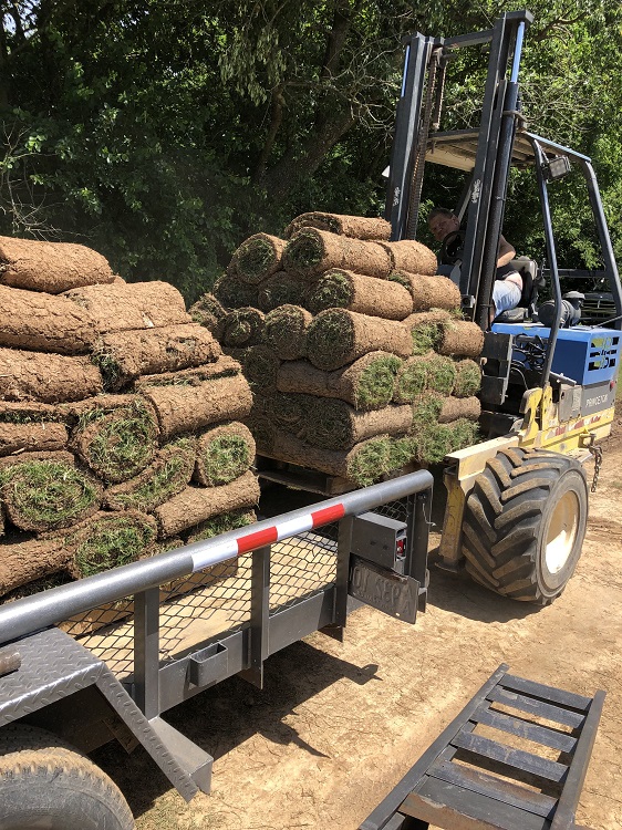 Sod being hauled