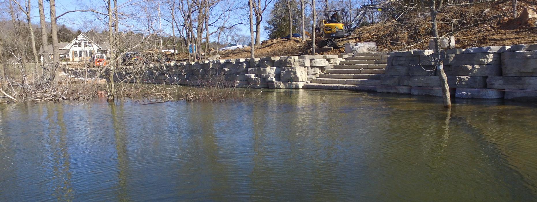 Huge lake retaining wall